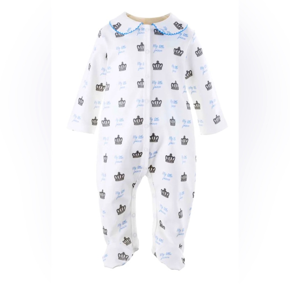 RACHEL RILEY Heritage Collection, Footie/Pajama, Little Crown Prince, EUC